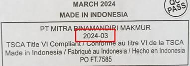 Recalled Kentfield Dresser (production date label)