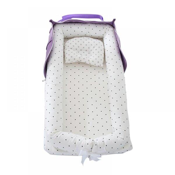 Recalled Style Life Eleven Portable Baby Loungers in the Pattern of Purple/White Polka Dots