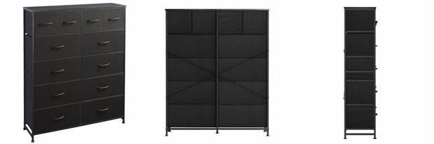 Recalled WLIVE Fabric 12-Drawer Dresser in Black