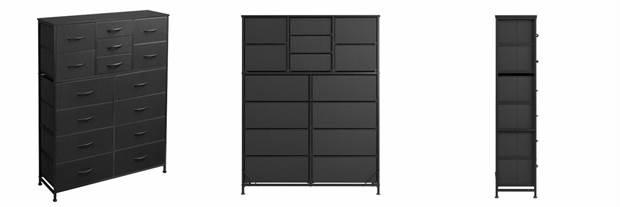 Recalled WLIVE Fabric 15-Drawer Dresser in Black