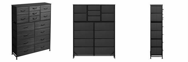 Recalled WLIVE Fabric 15-Drawer Dresser in Black Wood Grain