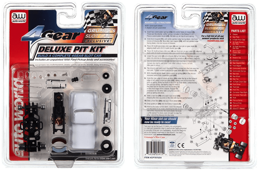 Recalled Auto World 4 Gear Deluxe Pit Kit with 1956 Ford Pickup Body, Item# CP7975, UPC Code: 8-49398-05915-9, Date Code: 10/30/22CH1