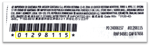 The pajama's item number is located on a sewn-in, side-seam label below the bar code