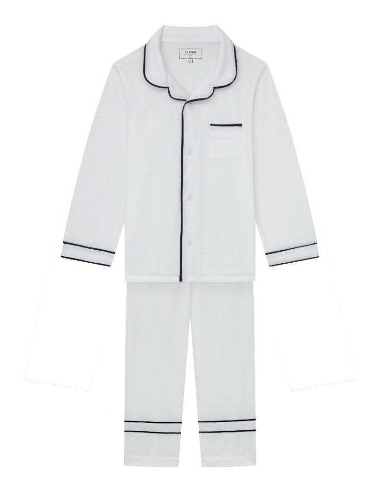 Recalled La Ligne Enfant Bonne Nuit Pajamas in White with Navy Trim