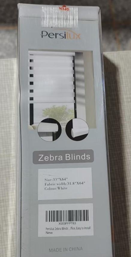 "Persilux and Zebra Blinds" is printed on the packaging of the recalled blinds. "X003FFPT63" is printed on the barcode label.