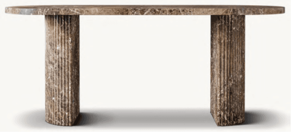 Recalled RH Byron Reeded Stone Desk in Brown Emperador Marble