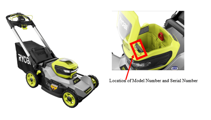 Recalled RYOBI Mowers-Models RY401014BTLUS, RY401014US, RY401140US, RY401140US-Y (Canada)