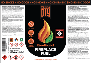 Recalled Y'all Can DIY Liquid Bioethanol 1000ml fuel full product label